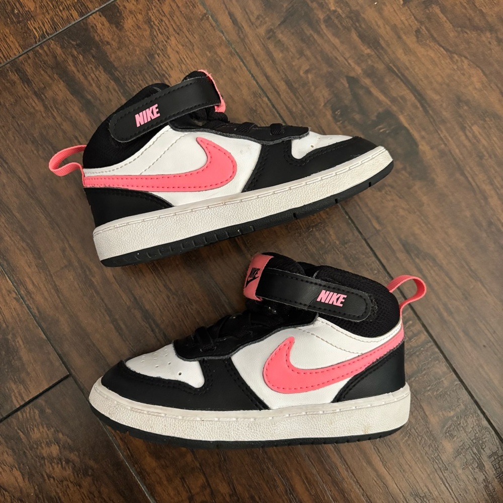 Nike Kids Black and Pink High-Top Sneakers